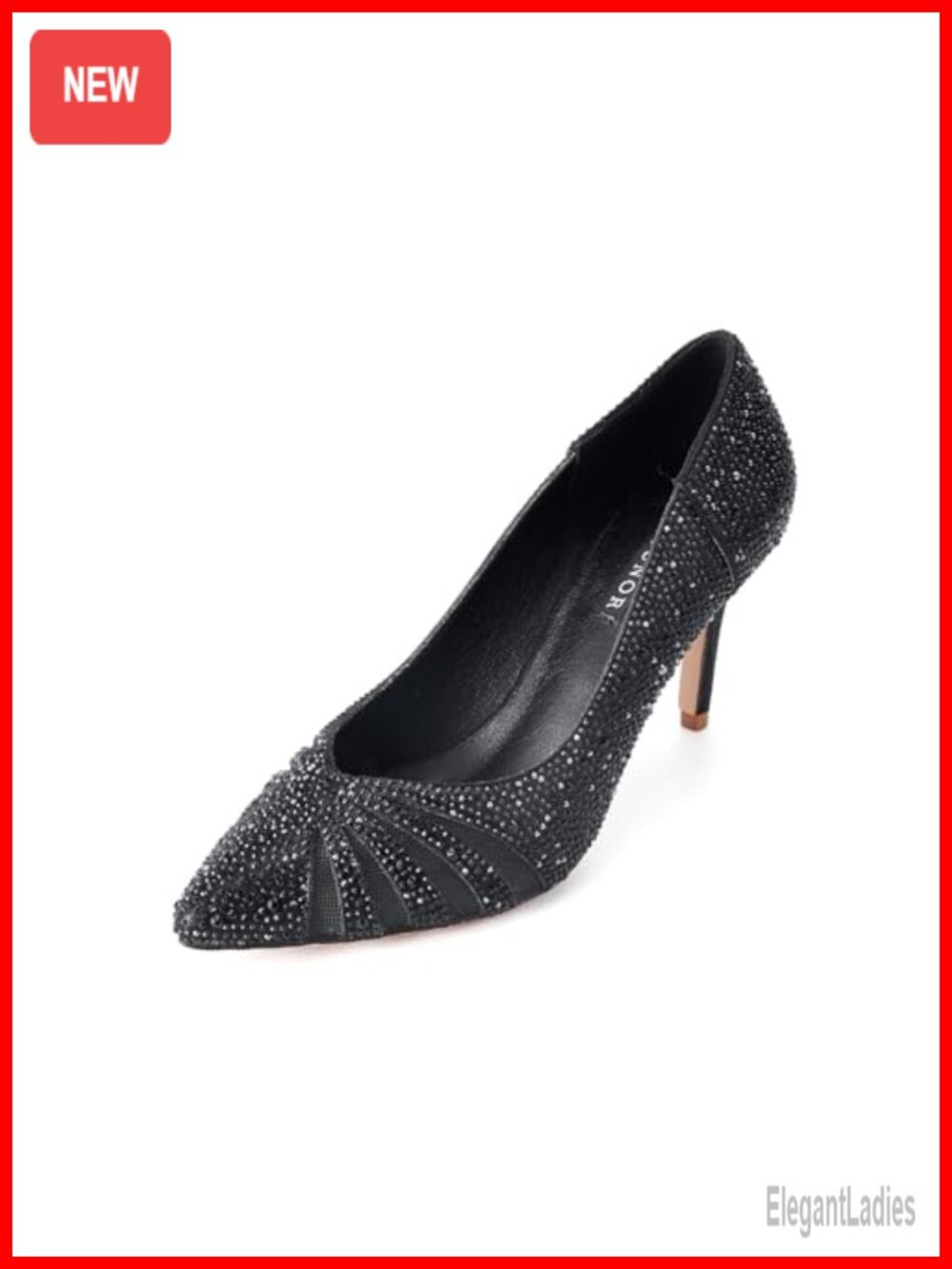 Women Mid Heel Pointed Toe Satin Pumps Rhinestone Mesh Evening Wedding Shoes